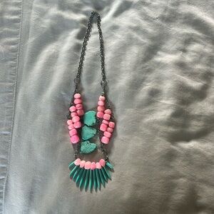 Turquoise and Pink Stone Necklace